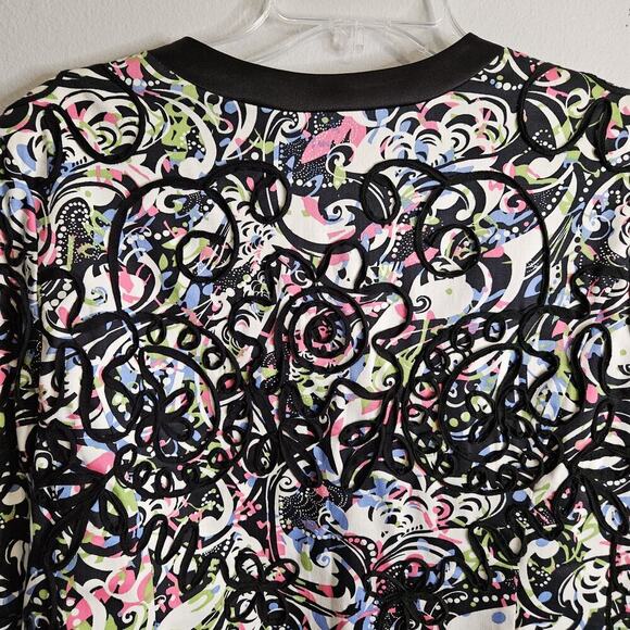 Theresa Renz Colorful Short Jacket Ribbon Embroidered Satin Trim Womens Sz L - Picture 8 of 13